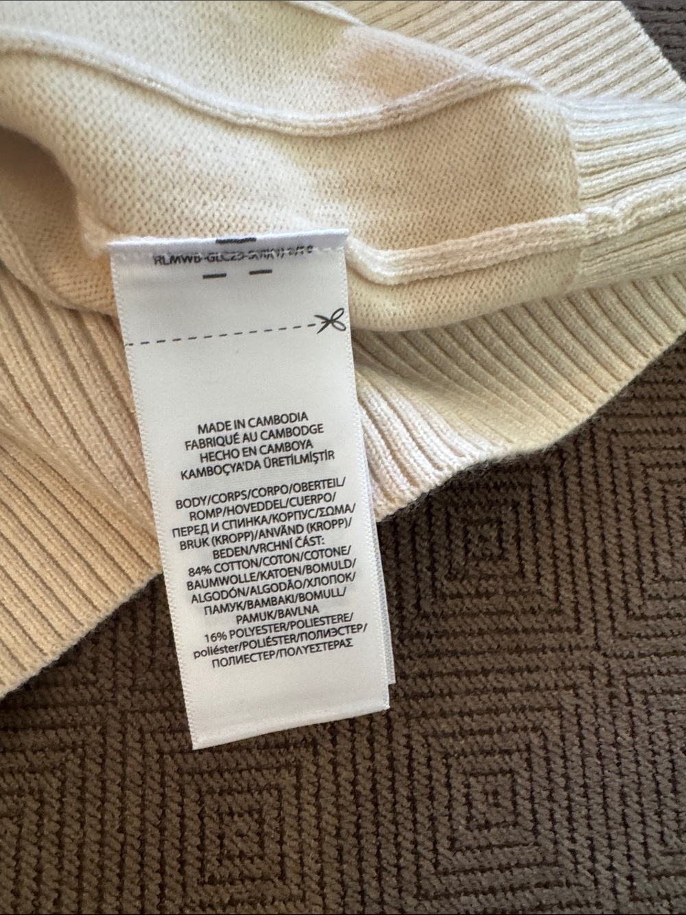 Ralph Lauren Cream Ribbed Button Cardigan with Navy Pony - Picture 4 of 5